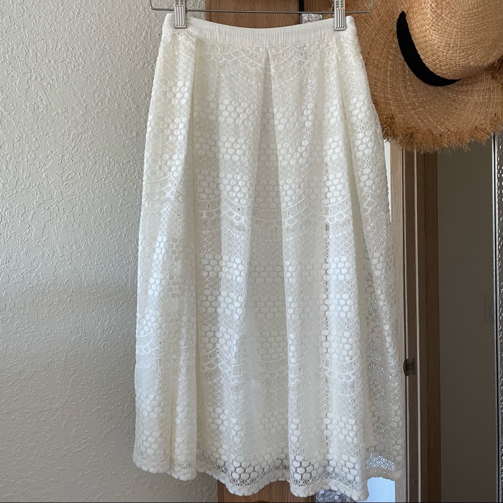 Altered Forever 21 A-line lace midi skirt in white